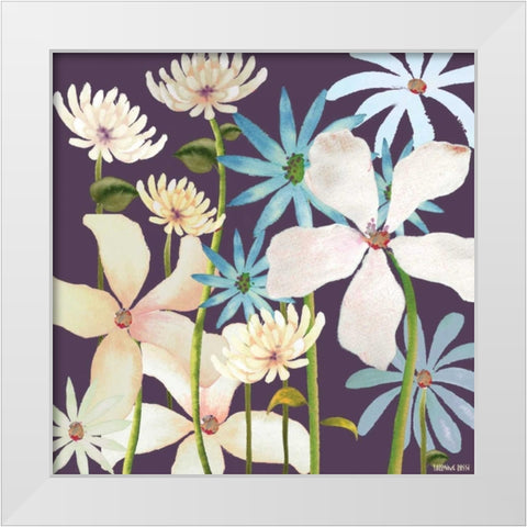 Blackberry Posies White Modern Wood Framed Art Print by Rossi, Lorraine