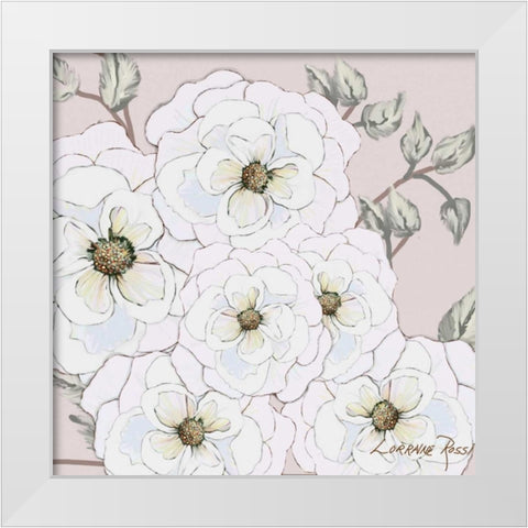 White Flowers on Nude 1 White Modern Wood Framed Art Print by Rossi, Lorraine