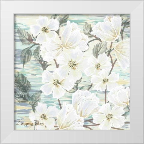 White Water Flowers 2 White Modern Wood Framed Art Print by Rossi, Lorraine