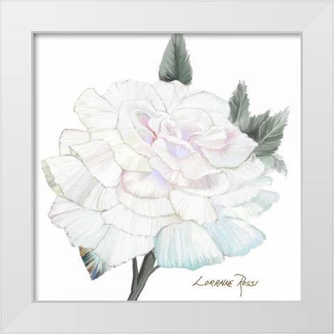 Peace Rose 2 White Modern Wood Framed Art Print by Rossi, Lorraine