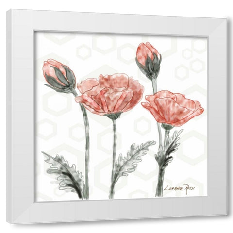Poppy Umbrella White Modern Wood Framed Art Print by Rossi, Lorraine