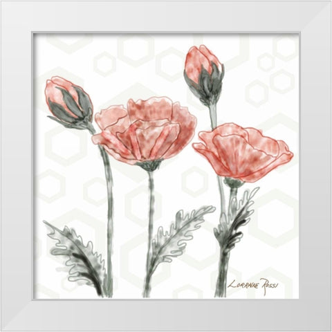 Poppy Umbrella White Modern Wood Framed Art Print by Rossi, Lorraine