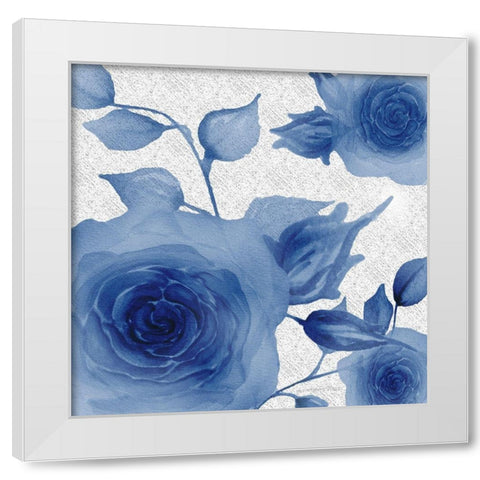 Blue Rose 1 White Modern Wood Framed Art Print by Rossi, Lorraine