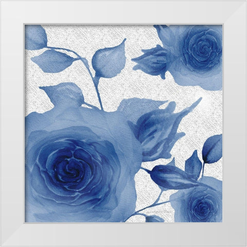 Blue Rose 1 White Modern Wood Framed Art Print by Rossi, Lorraine