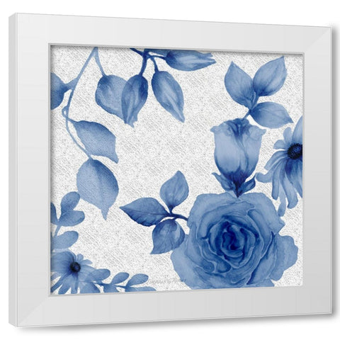 Blue Rose 2 White Modern Wood Framed Art Print by Rossi, Lorraine