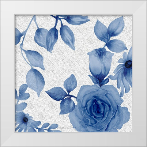 Blue Rose 2 White Modern Wood Framed Art Print by Rossi, Lorraine