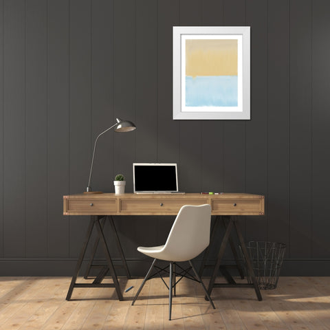 Abstract Blue And Yellow White Modern Wood Framed Art Print by Straatsma, Leah