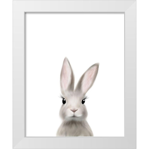 Woodland Bunny White Modern Wood Framed Art Print by Straatsma, Leah