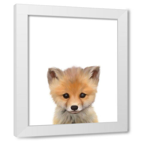 Baby Fox White Modern Wood Framed Art Print by Straatsma, Leah