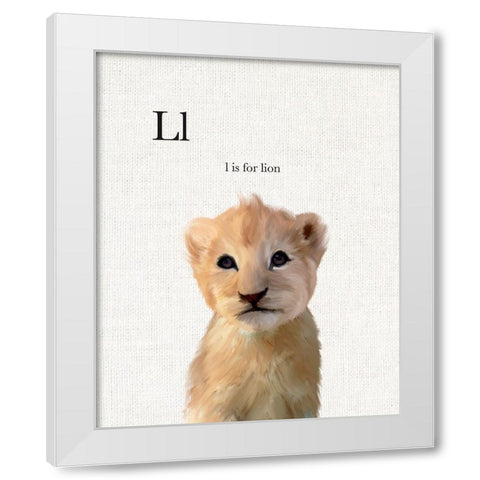 Baby Lion Linen White Modern Wood Framed Art Print by Straatsma, Leah