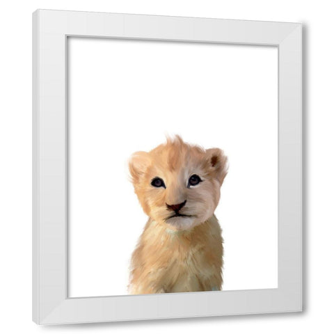 Baby Lion White Modern Wood Framed Art Print by Straatsma, Leah