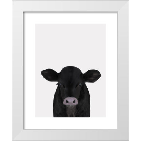 Cute Calf 1 White Modern Wood Framed Art Print by Straatsma, Leah