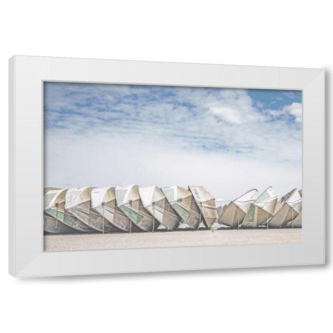 Wooden Boats White Modern Wood Framed Art Print by Straatsma, Leah