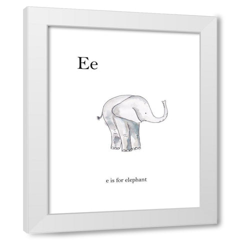 Ee Is For Elephant White Modern Wood Framed Art Print by Straatsma, Leah