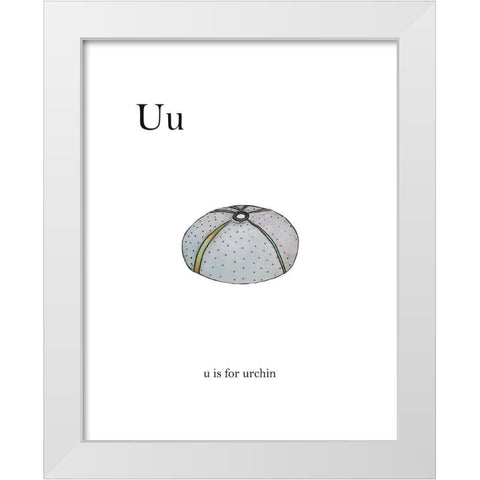 U is For Urchin White Modern Wood Framed Art Print by Straatsma, Leah
