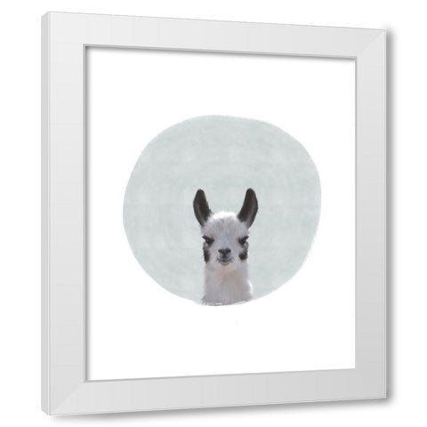 Baby Circle Llama White Modern Wood Framed Art Print by Straatsma, Leah
