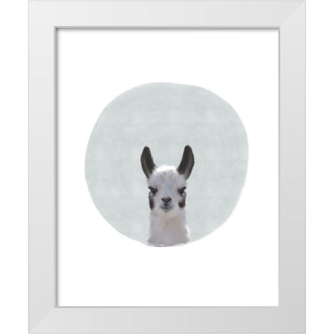 Baby Circle Llama White Modern Wood Framed Art Print by Straatsma, Leah