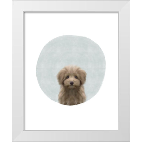 Baby Circle Puppy White Modern Wood Framed Art Print by Straatsma, Leah