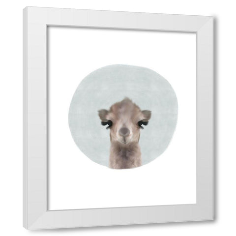Baby Camel Circle White Modern Wood Framed Art Print by Straatsma, Leah