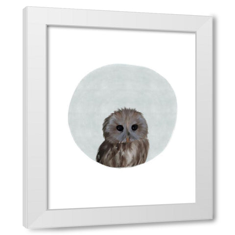 Baby Owl Circle White Modern Wood Framed Art Print by Straatsma, Leah