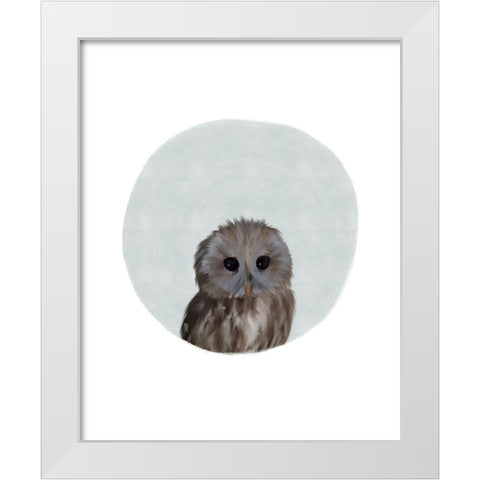 Baby Owl Circle White Modern Wood Framed Art Print by Straatsma, Leah