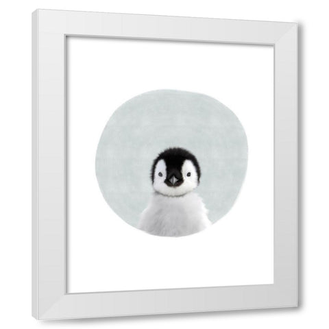 Baby Penguin Circle White Modern Wood Framed Art Print by Straatsma, Leah