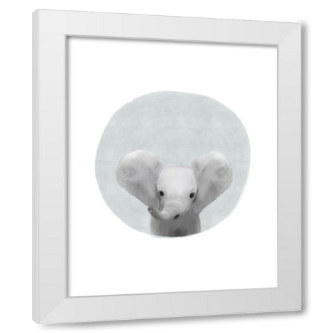 Circle Elephant White Modern Wood Framed Art Print by Straatsma, Leah