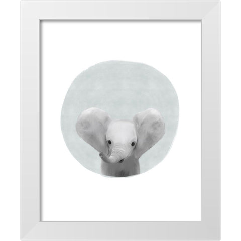 Circle Elephant White Modern Wood Framed Art Print by Straatsma, Leah