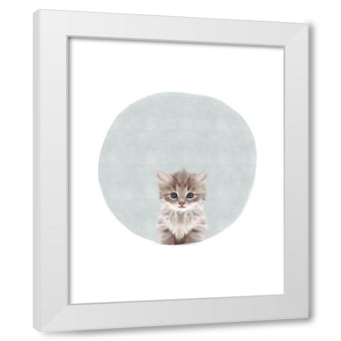 Baby Circle Kitten White Modern Wood Framed Art Print by Straatsma, Leah