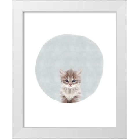 Baby Circle Kitten White Modern Wood Framed Art Print by Straatsma, Leah