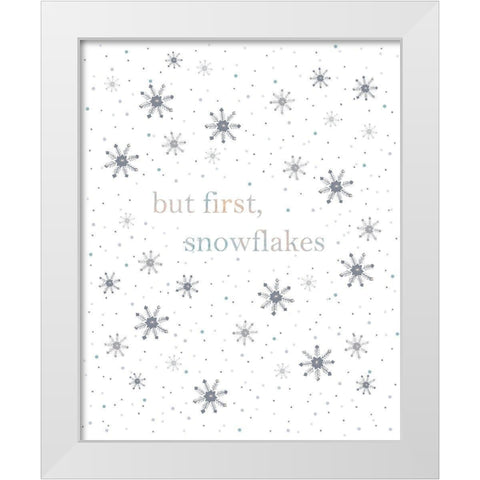 But First Snowflakes White Modern Wood Framed Art Print by Straatsma, Leah