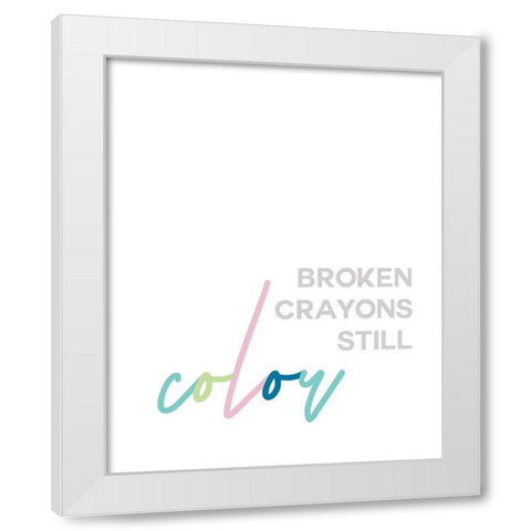 Broken Crayons White Modern Wood Framed Art Print by Straatsma, Leah