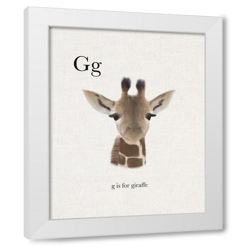 G is for Giraffe White Modern Wood Framed Art Print by Straatsma, Leah
