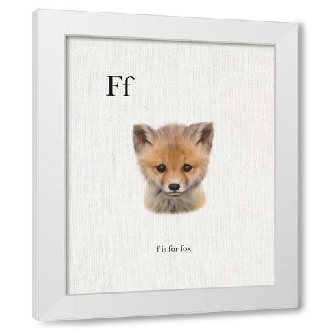 F is for Fox White Modern Wood Framed Art Print by Straatsma, Leah