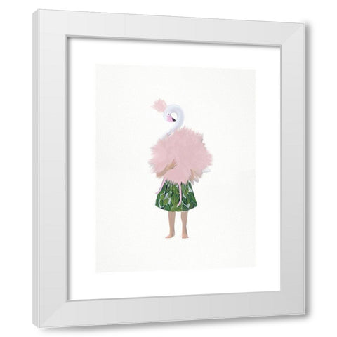 Flamingo Girl White Modern Wood Framed Art Print by Straatsma, Leah