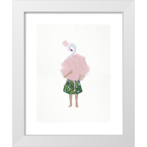 Flamingo Girl White Modern Wood Framed Art Print by Straatsma, Leah