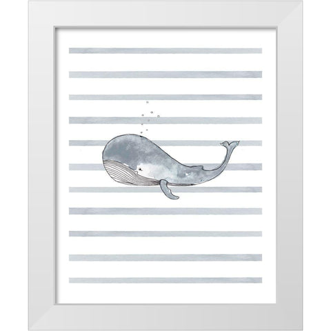 Whale Left Stripes 1 White Modern Wood Framed Art Print by Straatsma, Leah