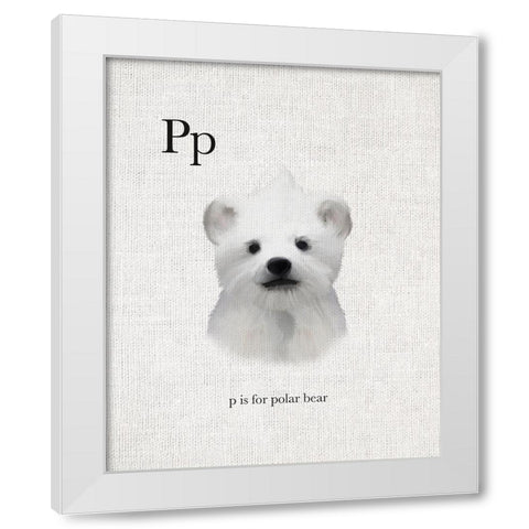 P is for Polar Bear White Modern Wood Framed Art Print by Straatsma, Leah