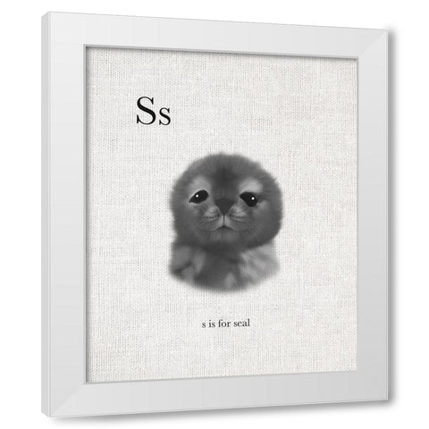 S is for Seal White Modern Wood Framed Art Print by Straatsma, Leah
