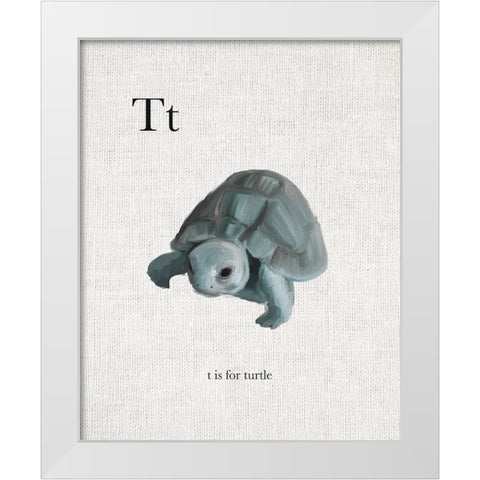 T is for Turtle White Modern Wood Framed Art Print by Straatsma, Leah
