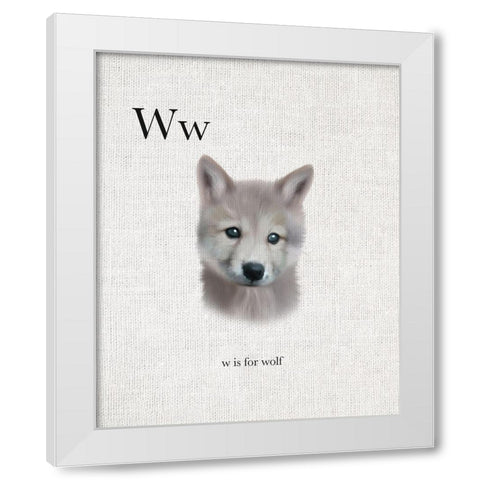 W is for Wolf White Modern Wood Framed Art Print by Straatsma, Leah