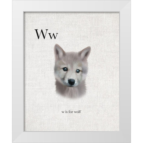 W is for Wolf White Modern Wood Framed Art Print by Straatsma, Leah