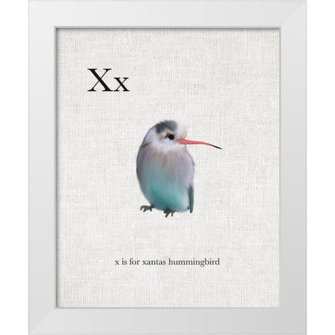 X is for Xantas Hummingbird White Modern Wood Framed Art Print by Straatsma, Leah