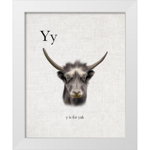 Y is for Yak White Modern Wood Framed Art Print by Straatsma, Leah