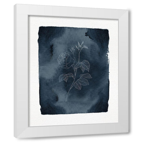 Blue Floral Line Drawing White Modern Wood Framed Art Print by Straatsma, Leah