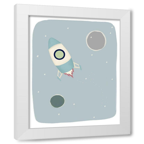 Rocket Ship White Modern Wood Framed Art Print by Straatsma, Leah