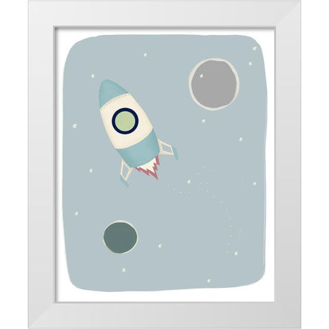 Rocket Ship White Modern Wood Framed Art Print by Straatsma, Leah