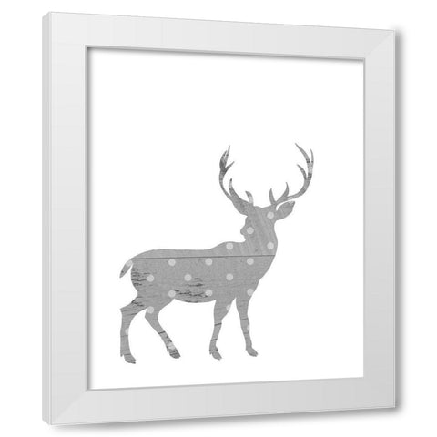 Polka Deer White Modern Wood Framed Art Print by Straatsma, Leah