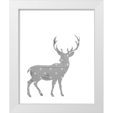 Polka Deer White Modern Wood Framed Art Print by Straatsma, Leah