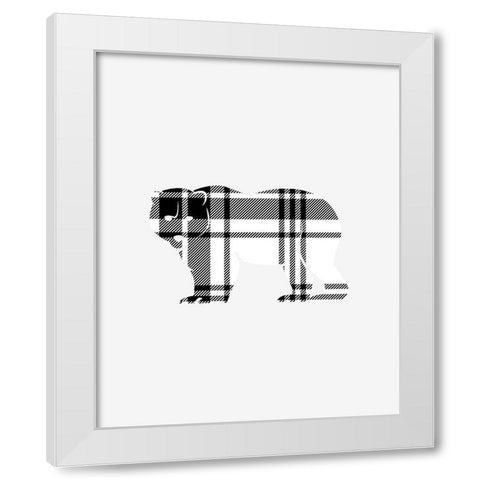 Tartan Bear White Modern Wood Framed Art Print by Straatsma, Leah